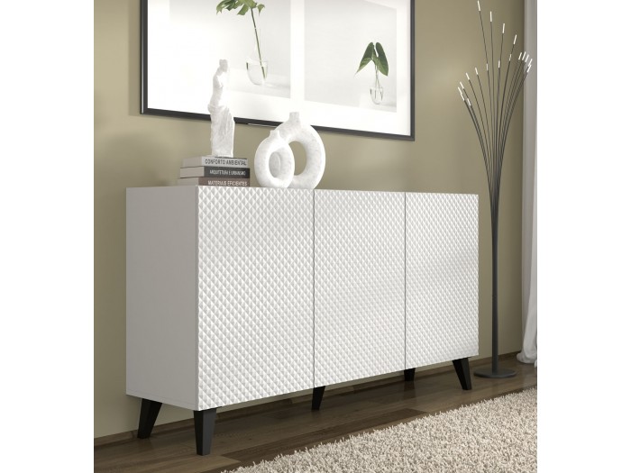 Скрин за дневна RAVENNA MDF HG 150 3D (бяло мат/бяло гланц)